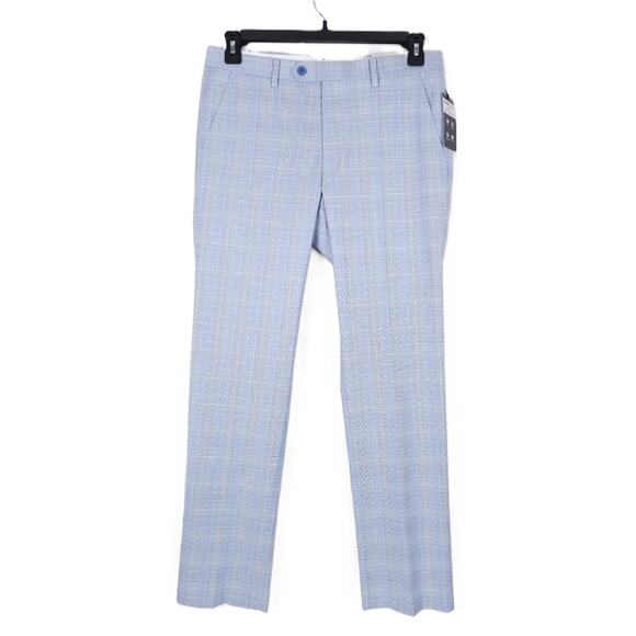 Alfani Men's Slim-Fit Tech Stretch 2-Piece Suit Light Blue Plaid 38R 32x30 NWT - Picture 9 of 13